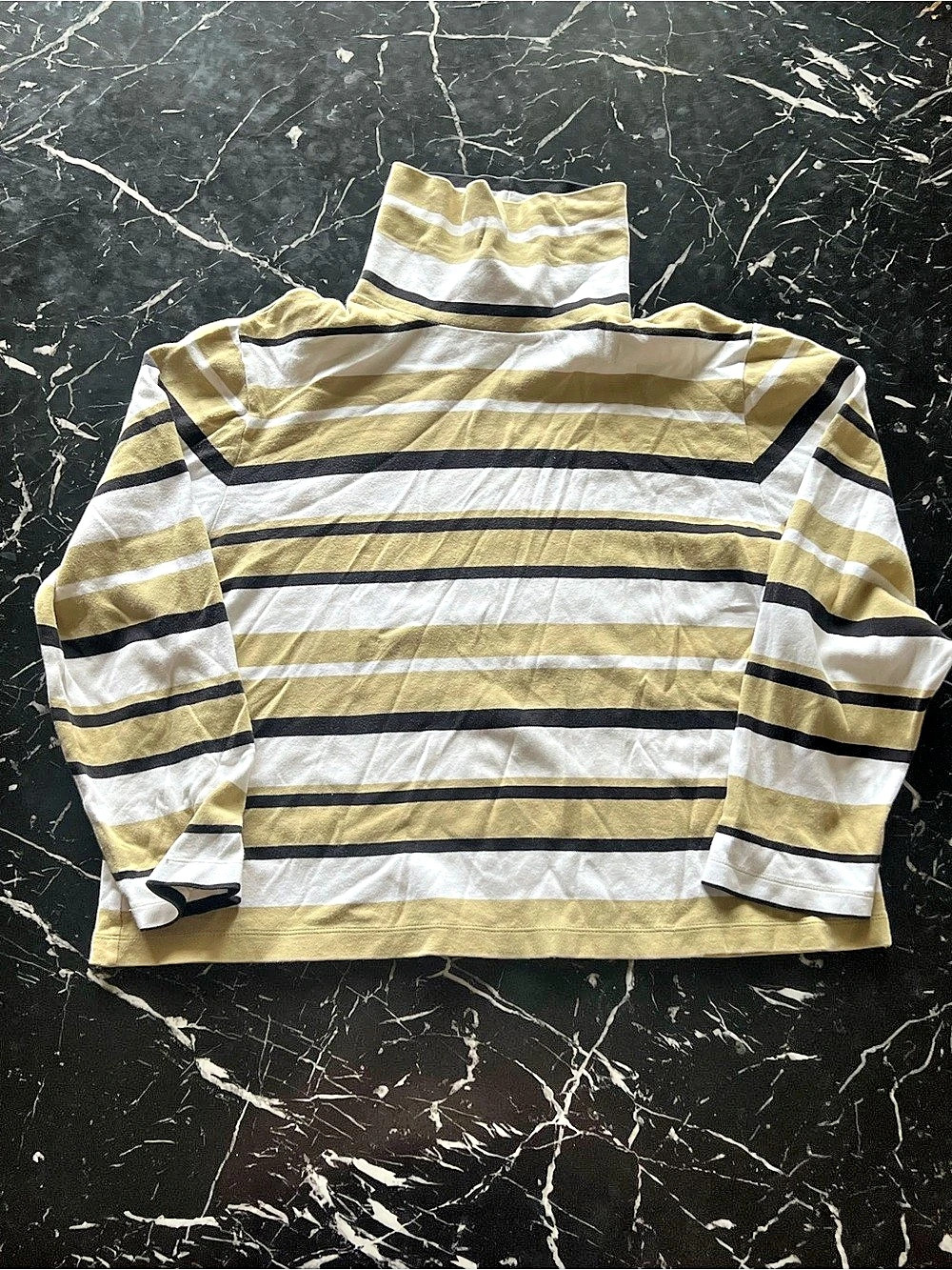 Charter Club Striped Polo in Gold & White Size XL